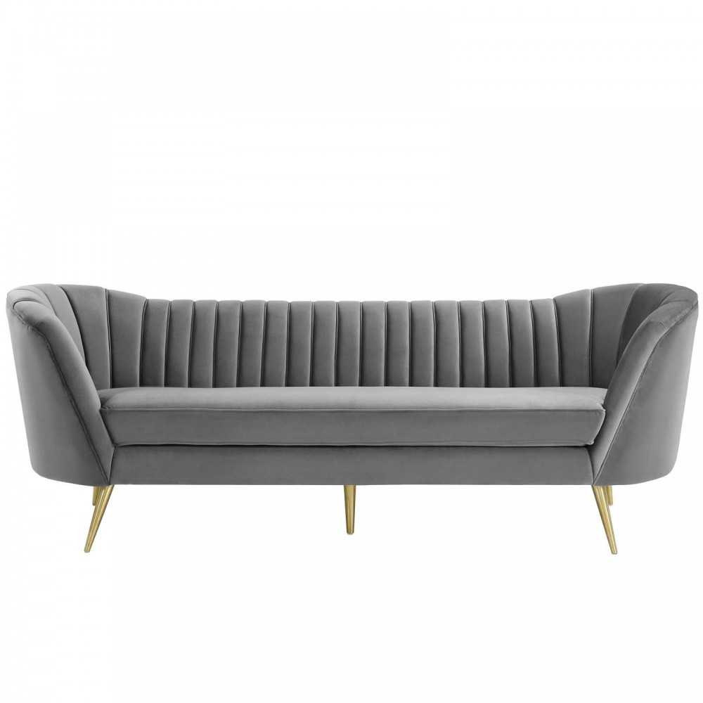 Opportunity Vertical Channel Tufted Curved Performance Velvet Sofa Opportunity Vertical Channel Tufted Curved Performance Velvet Sofa