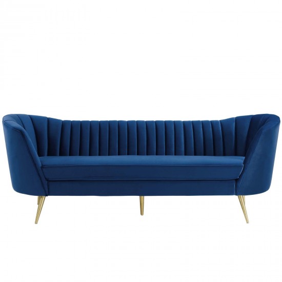 Opportunity Vertical Channel Tufted Curved Performance Velvet Sofa