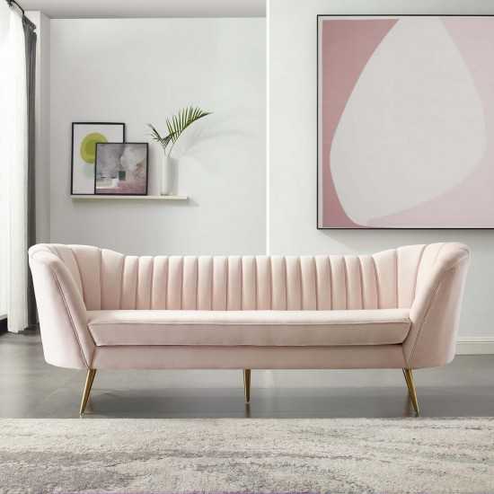 Opportunity Vertical Channel Tufted Curved Performance Velvet Sofa