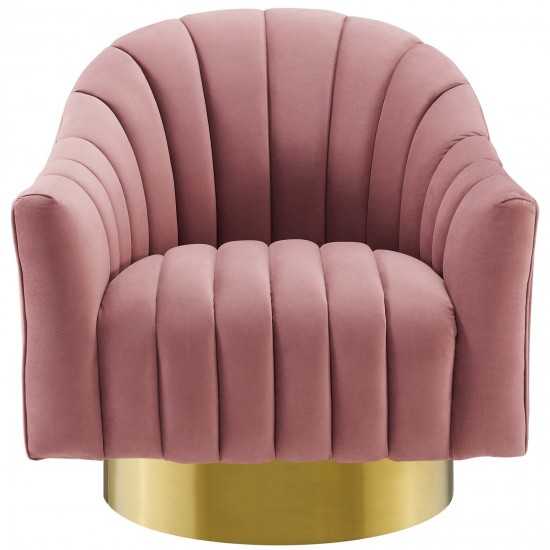 Buoyant Vertical Channel Tufted Accent Lounge Performance Velvet Swivel Chair