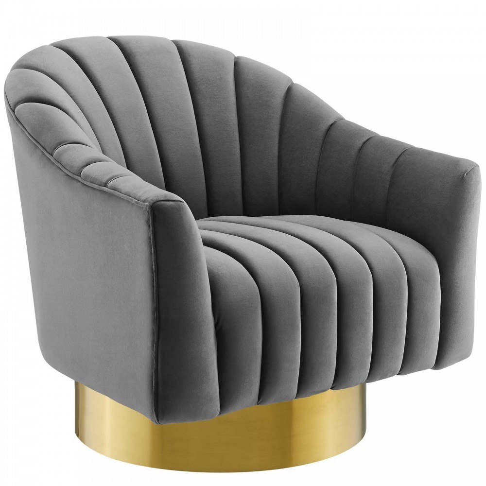 Buoyant Vertical Channel Tufted Accent Lounge Performance Velvet Swivel Chair Buoyant Vertical Channel Tufted Accent Lounge Performance Velvet Swivel Chair