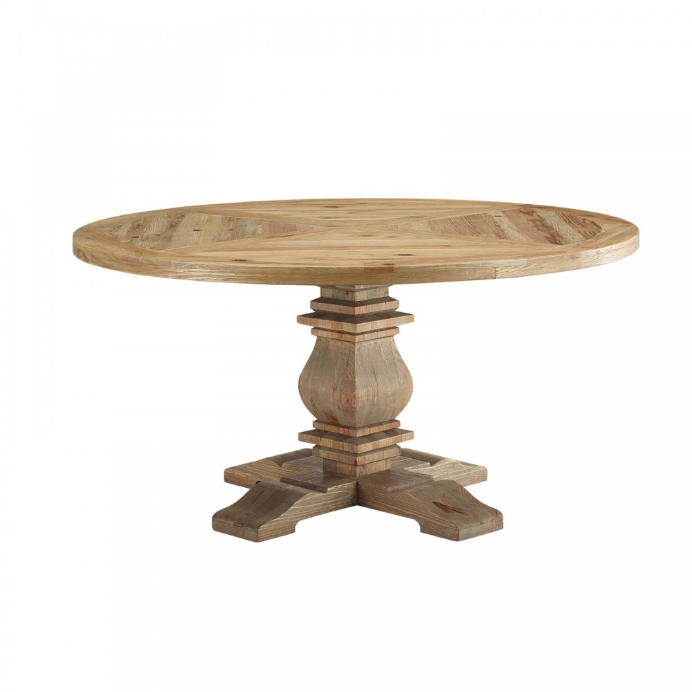 Column 59" Round Pine Wood Dining Table Column 59" Round Pine Wood Dining Table