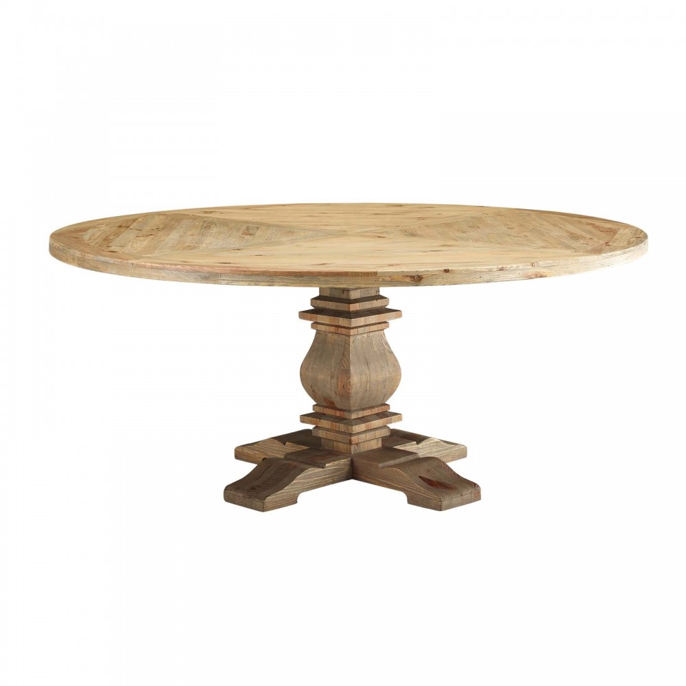 Column 71" Round Pine Wood Dining Table