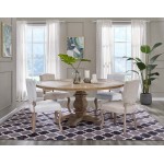 Column 71" Round Pine Wood Dining Table