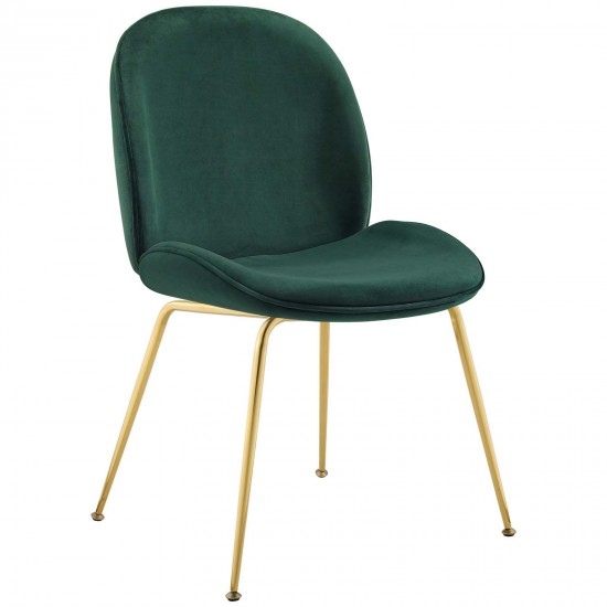 Scoop Gold Stainless Steel Leg Performance Velvet Dining Chair