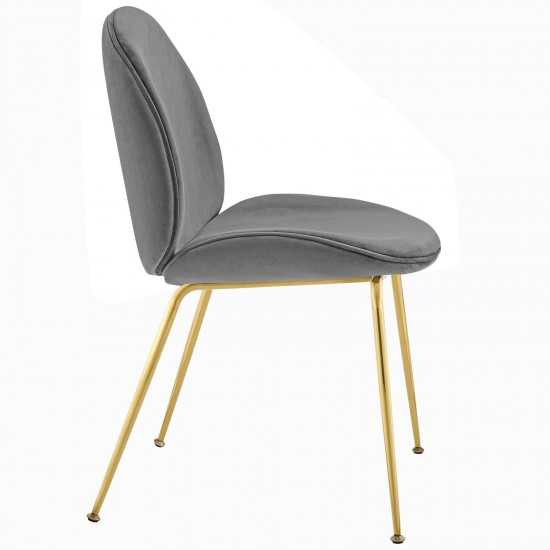 Scoop Gold Stainless Steel Leg Performance Velvet Dining Chair