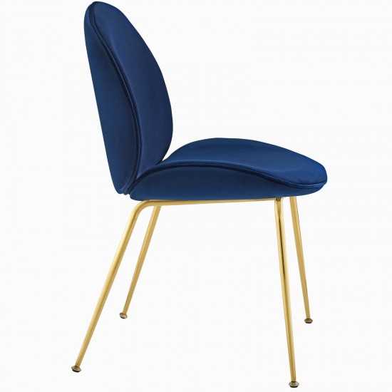 Scoop Gold Stainless Steel Leg Performance Velvet Dining Chair