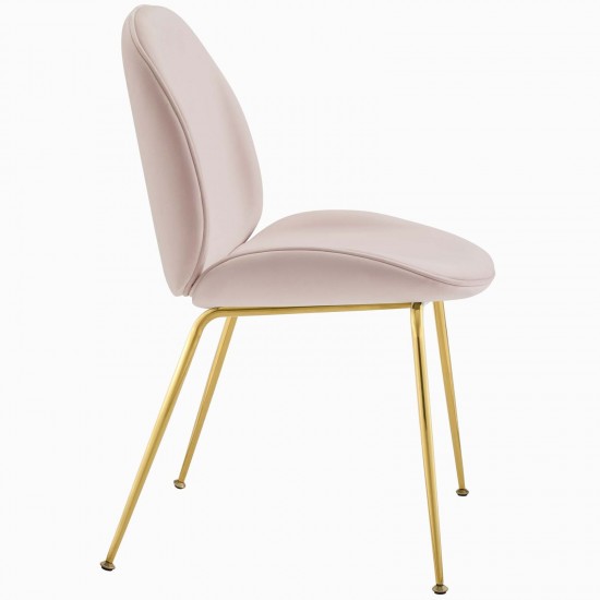 Scoop Gold Stainless Steel Leg Performance Velvet Dining Chair