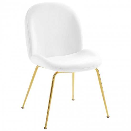 Scoop Gold Stainless Steel Leg Performance Velvet Dining Chair