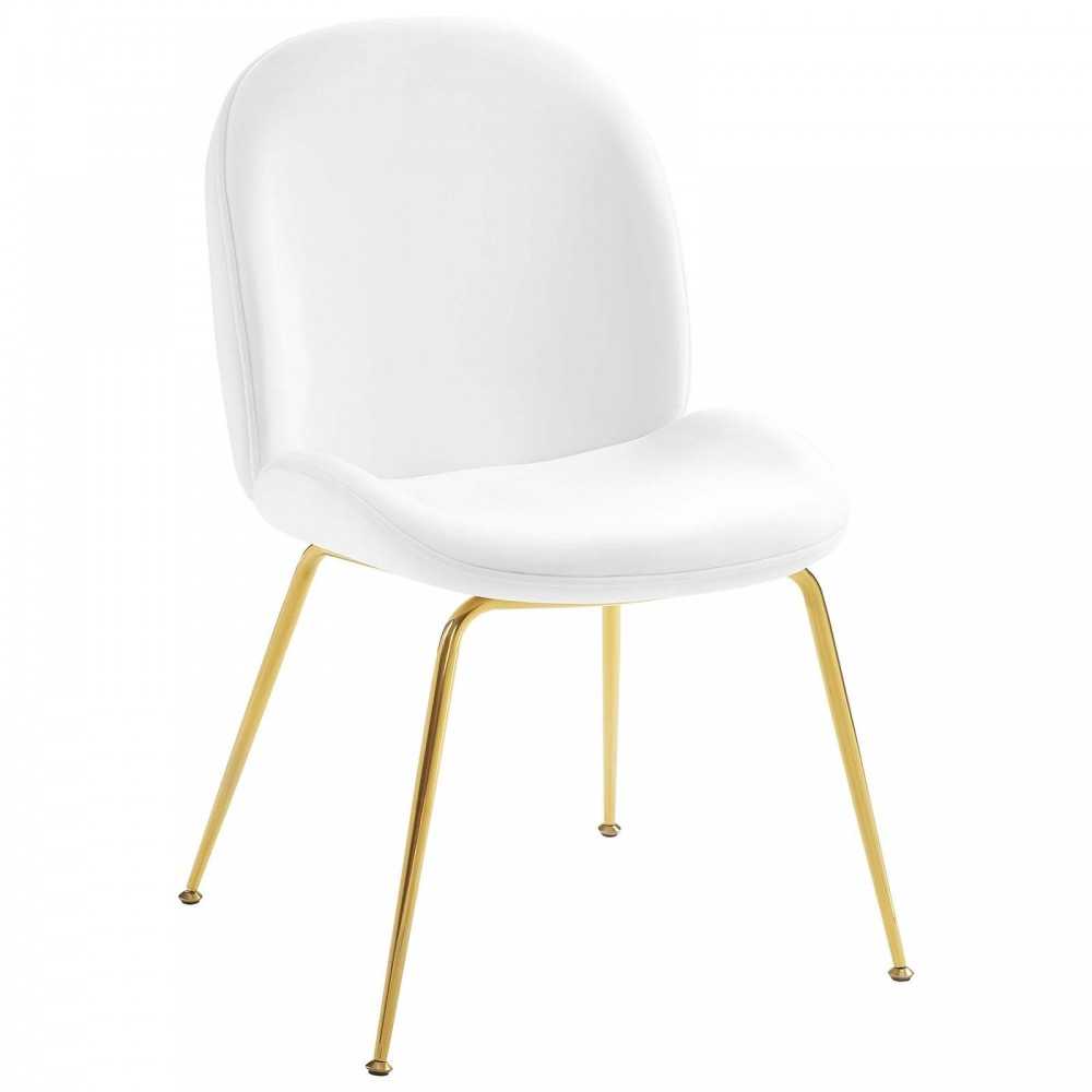 Scoop Gold Stainless Steel Leg Performance Velvet Dining Chair