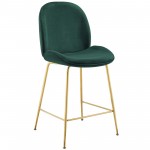 Scoop Gold Stainless Steel Leg Performance Velvet Counter Stool