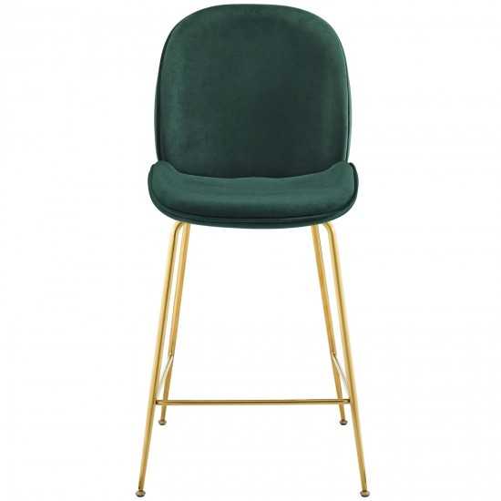 Scoop Gold Stainless Steel Leg Performance Velvet Counter Stool