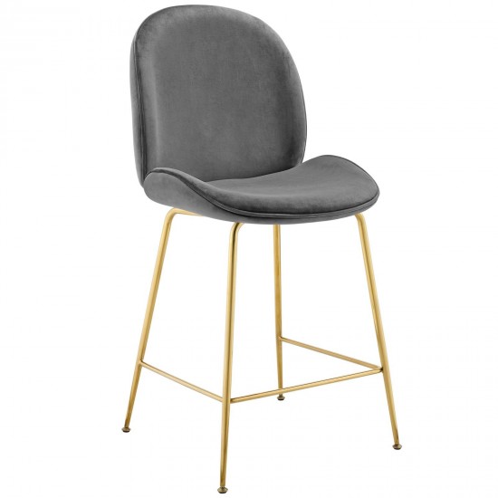 Scoop Gold Stainless Steel Leg Performance Velvet Counter Stool