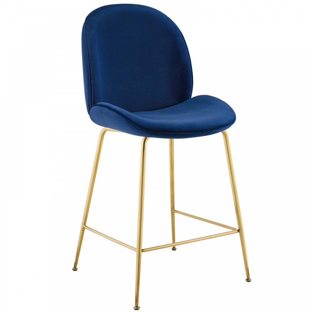 Scoop Gold Stainless Steel Leg Performance Velvet Counter Stool