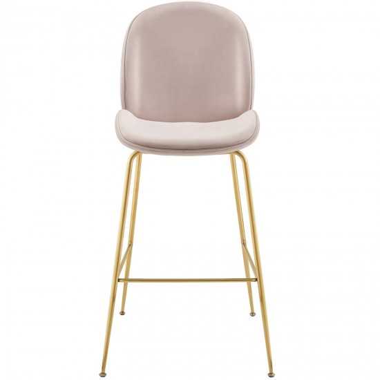Scoop Gold Stainless Steel Leg Performance Velvet Bar Stool