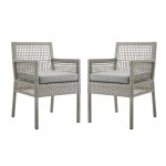 Aura Dining Armchair Outdoor Patio Wicker Rattan Set of 2