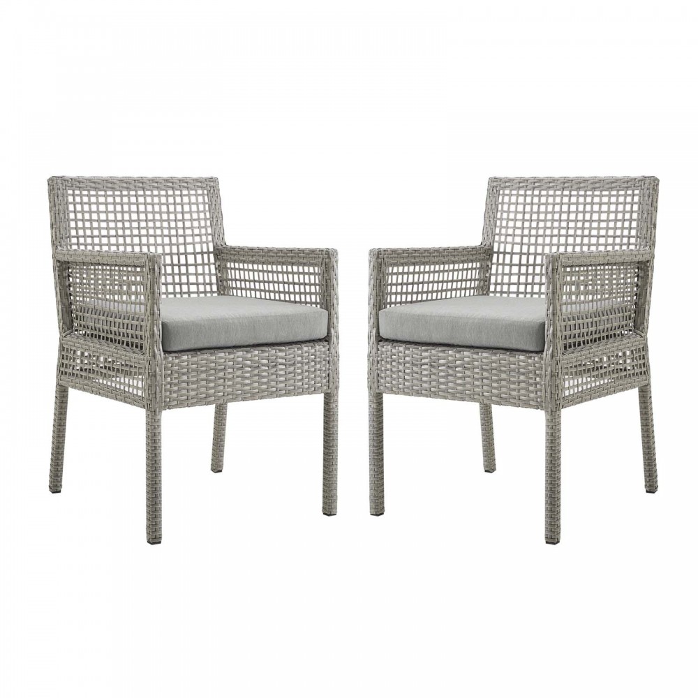 Aura Dining Armchair Outdoor Patio Wicker Rattan Set of 2