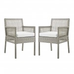 Aura Dining Armchair Outdoor Patio Wicker Rattan Set of 2