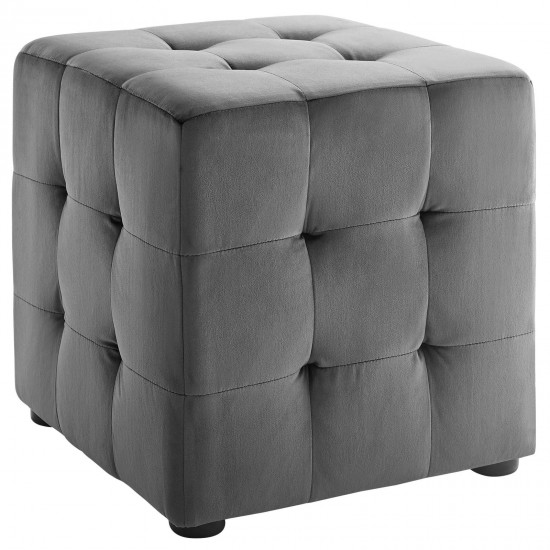 Contour Tufted Cube Performance Velvet Ottoman