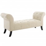 Evince Button Tufted Accent Upholstered Fabric Bench