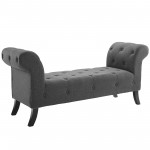 Evince Button Tufted Accent Upholstered Fabric Bench