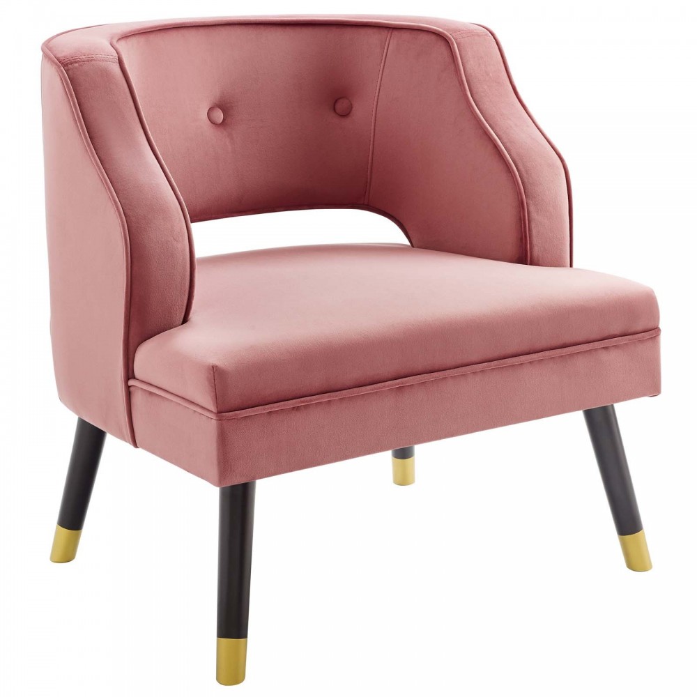 Traipse Button Tufted Open Back Performance Velvet Armchair Traipse Button Tufted Open Back Performance Velvet Armchair