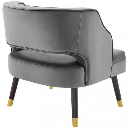 Traipse Button Tufted Open Back Performance Velvet Armchair