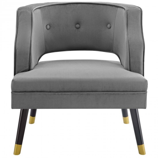 Traipse Button Tufted Open Back Performance Velvet Armchair