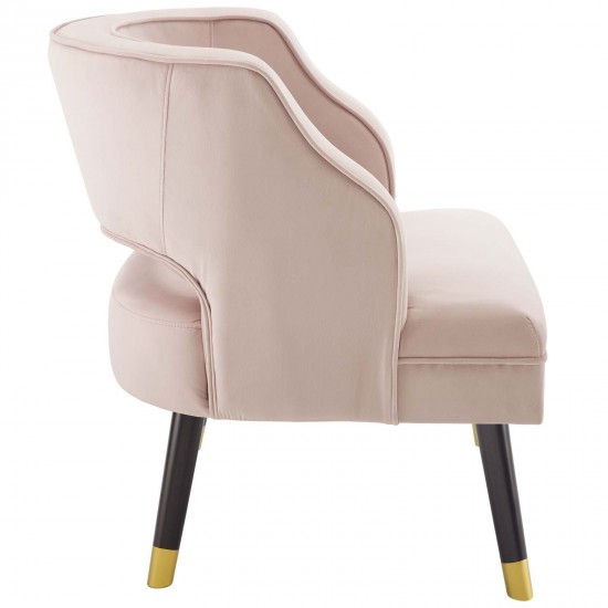 Traipse Button Tufted Open Back Performance Velvet Armchair