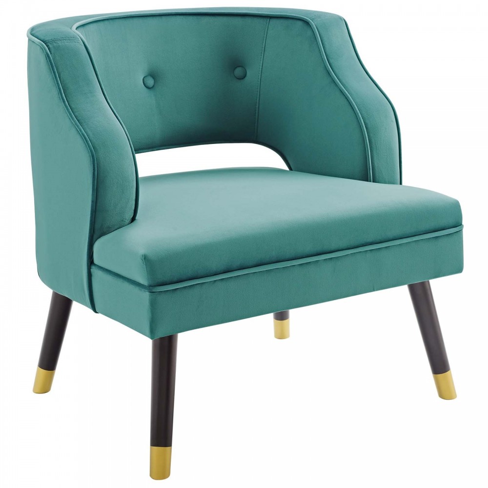 Traipse Button Tufted Open Back Performance Velvet Armchair Traipse Button Tufted Open Back Performance Velvet Armchair