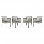 Aura Dining Armchair Outdoor Patio Wicker Rattan Set of 4