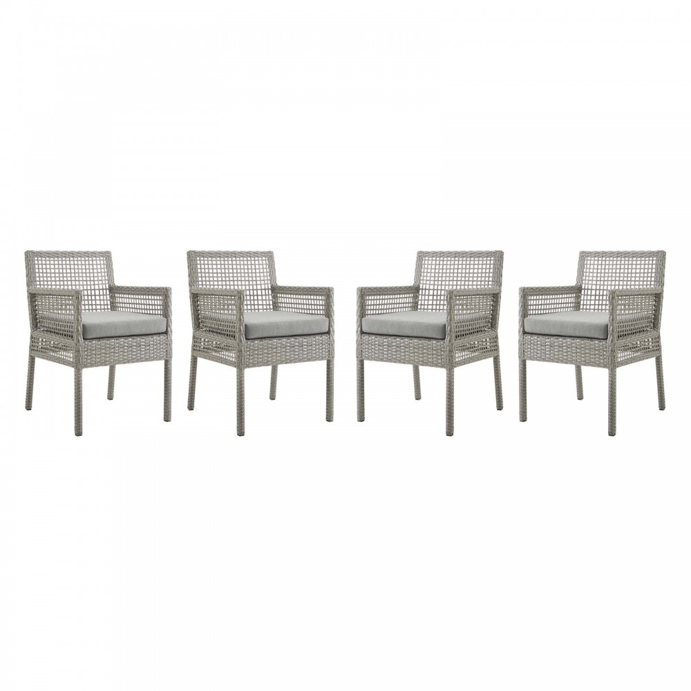 Aura Dining Armchair Outdoor Patio Wicker Rattan Set of 4