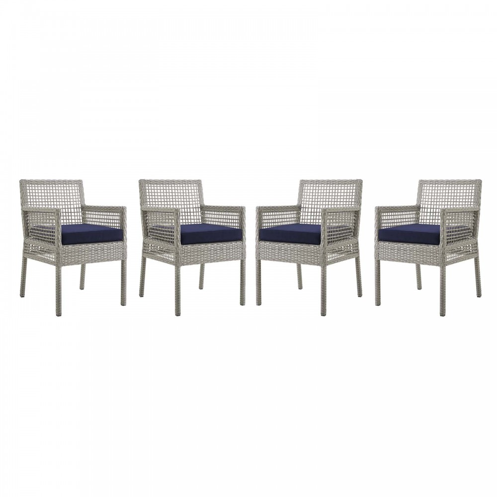 Aura Dining Armchair Outdoor Patio Wicker Rattan Set of 4