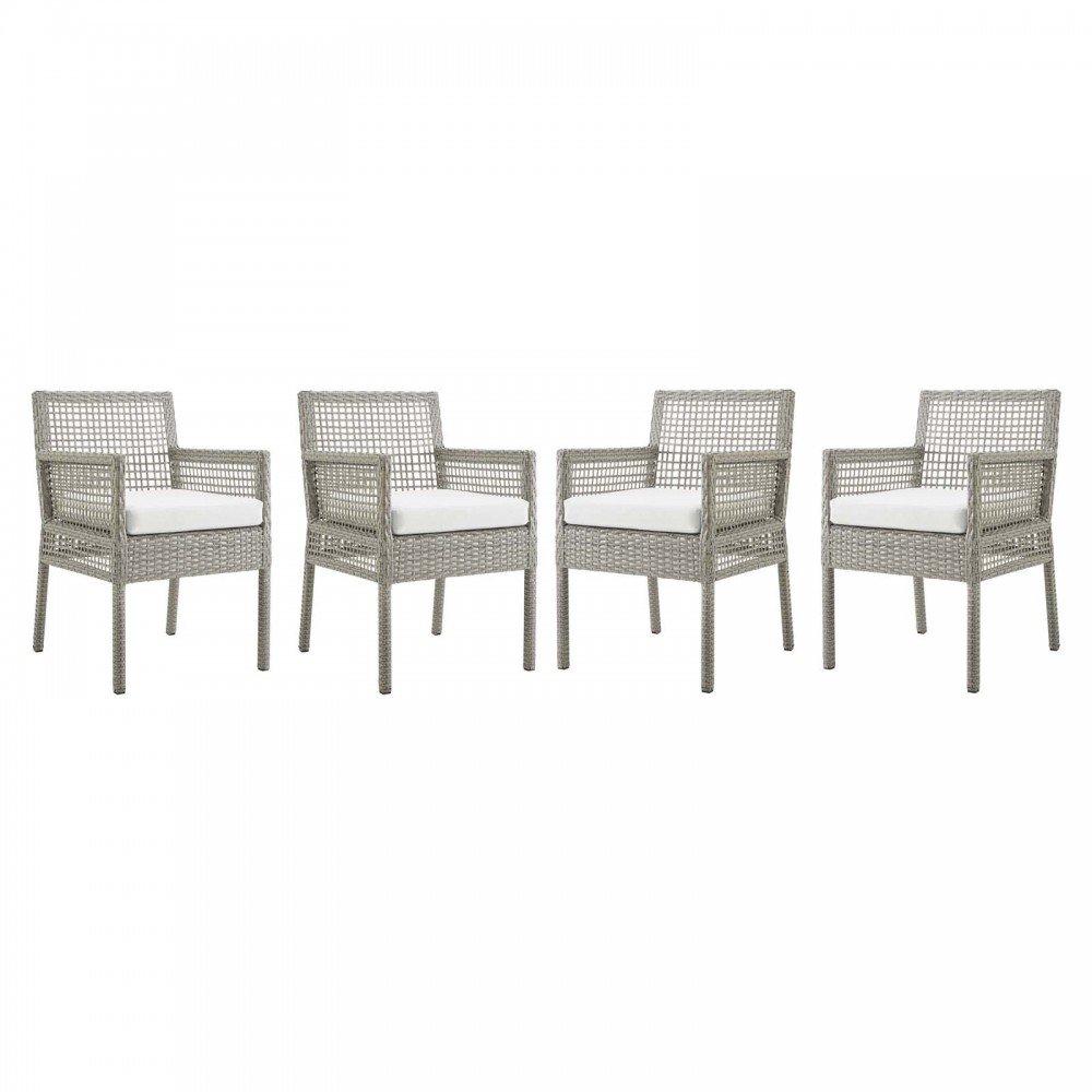 Aura Dining Armchair Outdoor Patio Wicker Rattan Set of 4