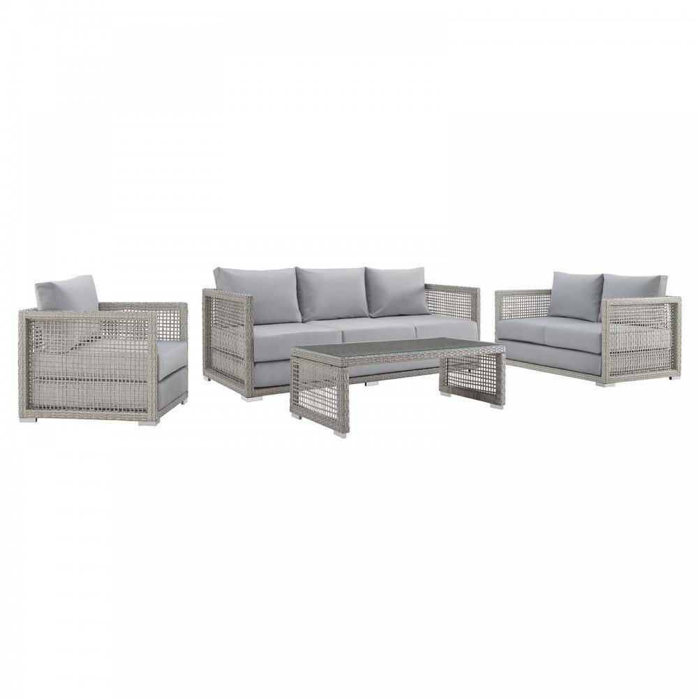 Aura 4 Piece Outdoor Patio Wicker Rattan Set Aura 4 Piece Outdoor Patio Wicker Rattan Set