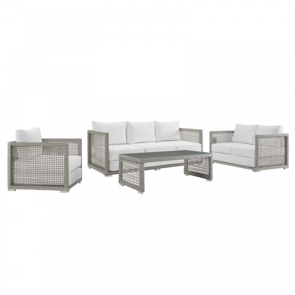 Aura 4 Piece Outdoor Patio Wicker Rattan Set