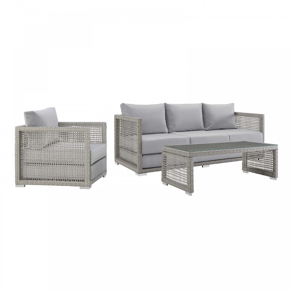 Aura 3 Piece Outdoor Patio Wicker Rattan Set