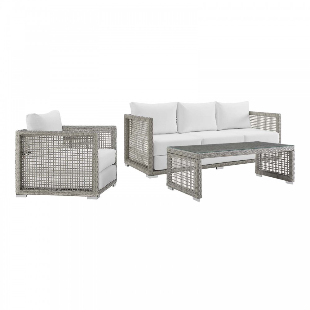 Aura 3 Piece Outdoor Patio Wicker Rattan Set