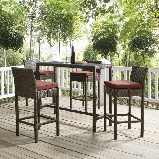 Conduit Bar Stool Outdoor Patio Wicker Rattan Set of 4