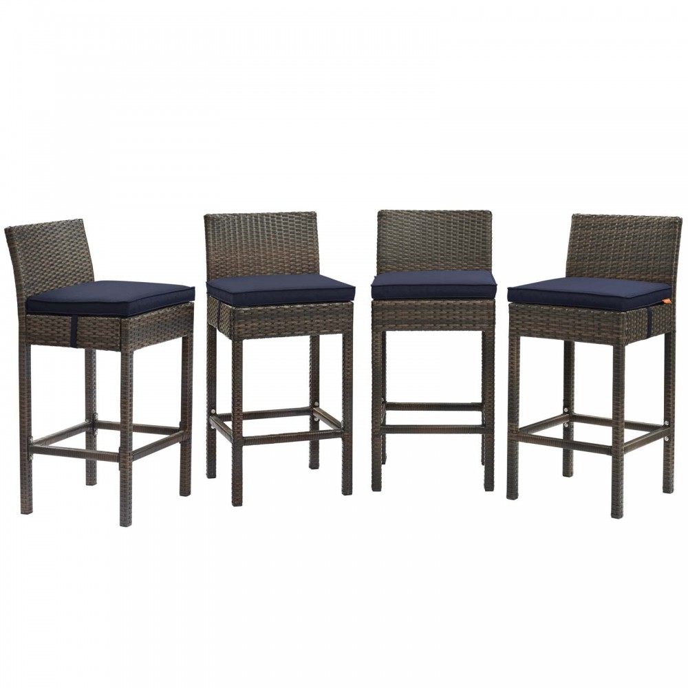 Conduit Bar Stool Outdoor Patio Wicker Rattan Set of 4