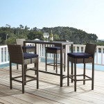 Conduit Bar Stool Outdoor Patio Wicker Rattan Set of 4