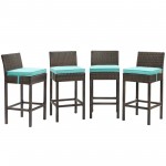 Conduit Bar Stool Outdoor Patio Wicker Rattan Set of 4