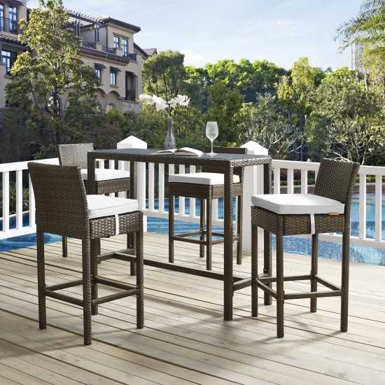 Conduit Bar Stool Outdoor Patio Wicker Rattan Set of 4