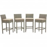 Conduit Bar Stool Outdoor Patio Wicker Rattan Set of 4