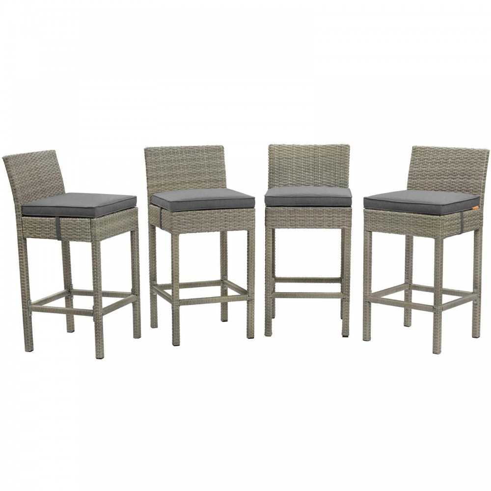 Conduit Bar Stool Outdoor Patio Wicker Rattan Set of 4