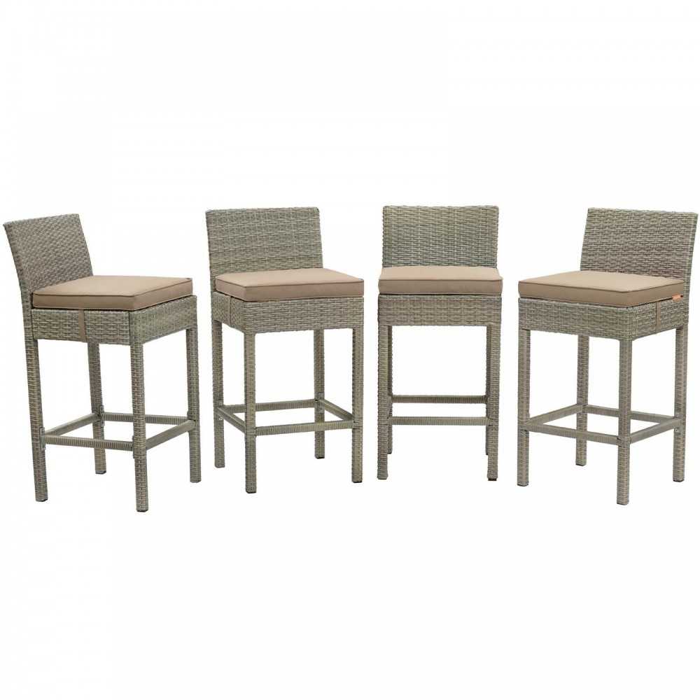 Conduit Bar Stool Outdoor Patio Wicker Rattan Set of 4