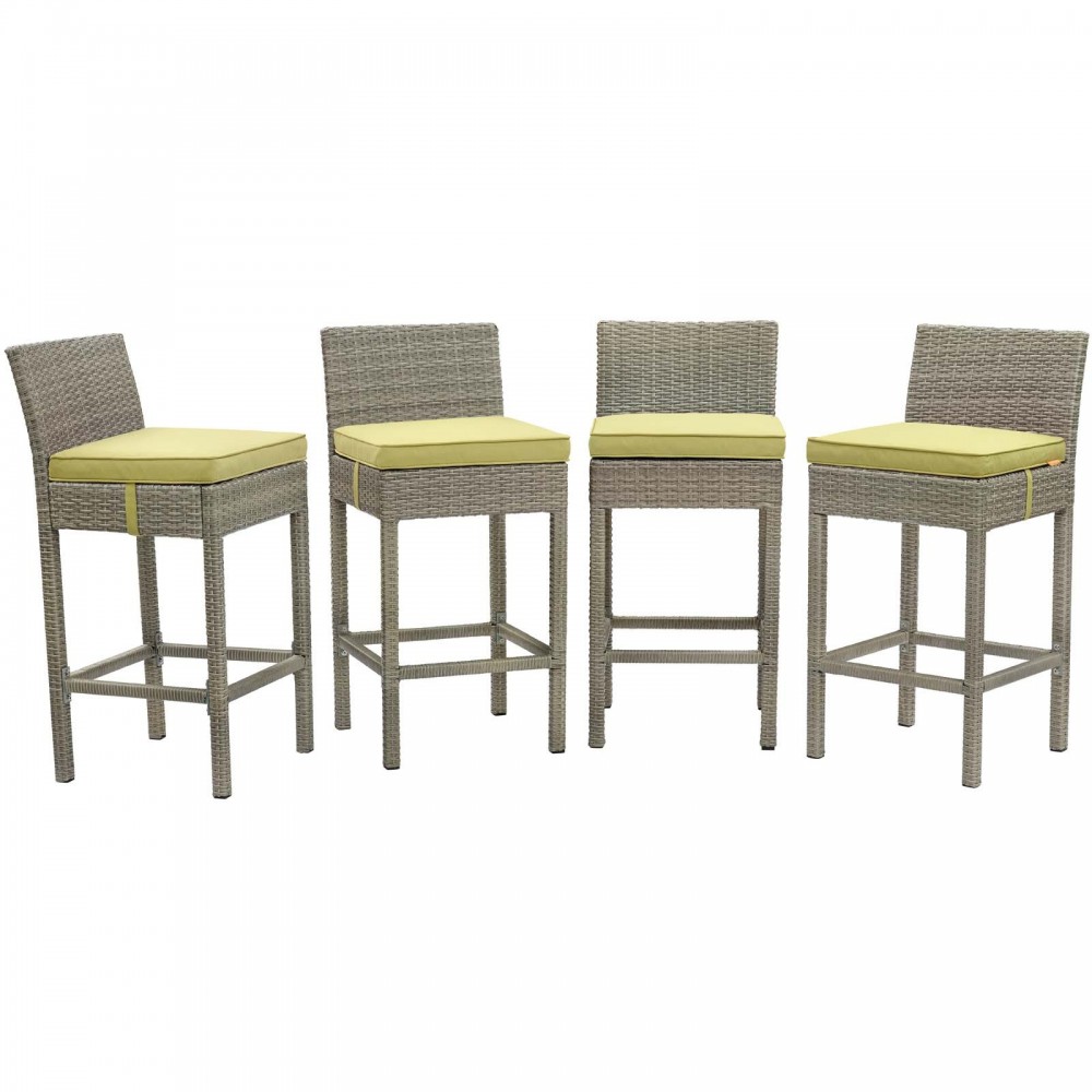 Conduit Bar Stool Outdoor Patio Wicker Rattan Set of 4