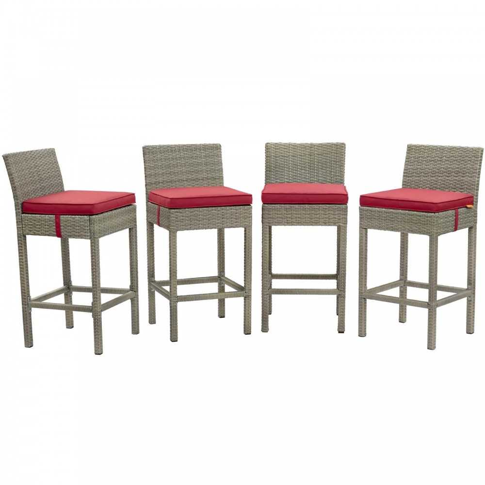 Conduit Bar Stool Outdoor Patio Wicker Rattan Set of 4