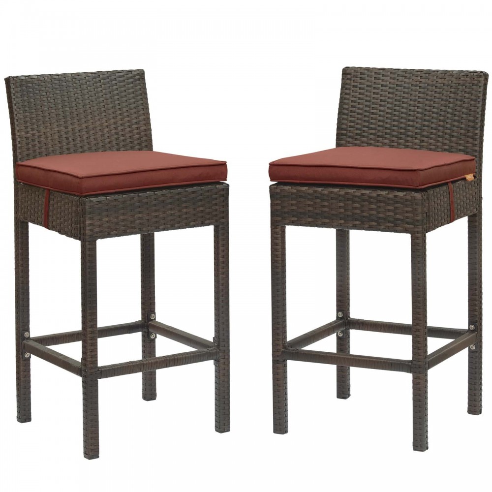 Conduit Bar Stool Outdoor Patio Wicker Rattan Set of 2 Conduit Bar Stool Outdoor Patio Wicker Rattan Set of 2