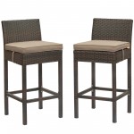 Conduit Bar Stool Outdoor Patio Wicker Rattan Set of 2